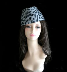 leopard forage cap, stewardess cap, leopard winter hat, leopard felt hat,
