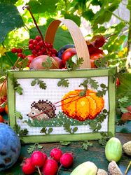 Cross Stitch Pattern PDF AUTUMN HEDGEHOG by CrossStitchingForFun from "Ready for Holidays" Hedgehog Set Instant Download