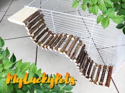 Left shelf and ladder. Eco-friendly bridge with butterfly embossed platform for rat, hamster, gerbils, degu, bird.