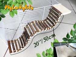 Ladder for rodents and birds with a right-hand platform and a butterfly pattern. Rat bridge.