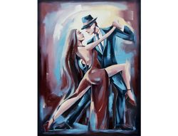Dance Painting Tango Original Art Romantic Artwork Oil Canvas 31 by 23 inch ARTbyAnnaSt