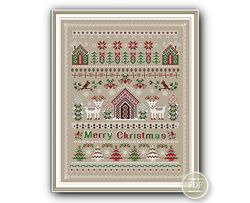 Merry Christmas Sampler Cross Stitch Pattern PDF Winter Sampler Christmas Reindeer Instant Download PDF 141