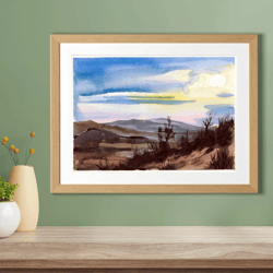 Desert Mountains Landscape Scenery Wall Art. Printable instant Download DIY Print Landscape Bedroom Decor Watercolor