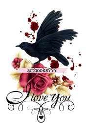 Crow and roses, sublimation, halloween