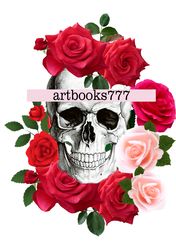 Skull and roses, sublimation, halloween-1