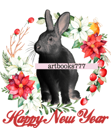 Year of the hare, 2023, black rabbit, new year, sublimation