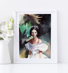 Claudia Cardinale Portrait from "The Leopard" Original hand painted watercolor Painting Wall Art