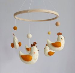 Chicken decor, Baby crib Mobile, Newbaby Baby Shower gift