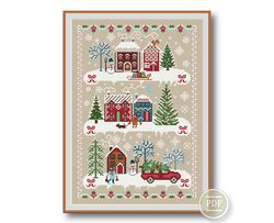 Merry Christmas Sampler Cross Stitch PDF - Merry Christmas Pattern - Winter Sampler PDF Cross Stitch Pattern 129