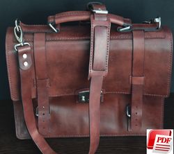Leather Briefcase pattern- Leather Bag PDF - Briefcase Template - PDF Bag - Leather PDF Template