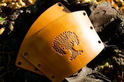 Celtic leather bracer for LARP or cosplay costume. Yggdrasil tree of life. Nordic style vambrace. Viking pagan gauntlet.