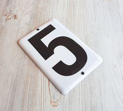 Railway number plaque 5 - Russian vintage number sign white black