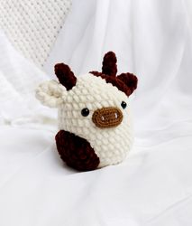 Crochet cow Plush cow Brown cow Crochet plush cow toy Cow toy Cow stuffed animal