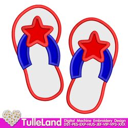 4th July Flip Flops American Machine embroidery design
