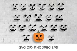 Halloween Pumpkin Faces SVG. Jack-o'-Lantern Bundle