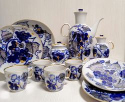 Lomonosov Cobalt Blue Coffee Set. Vintage Porcelain LFZ. Bone China