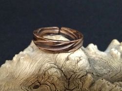 Copper ring textured 7th anniversary gift Artisan copper jewelry