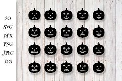 Halloween Pumpkins SVG. Jack-o'-Lantern Faces Bundle