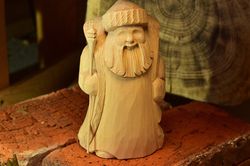 Wooden Santa figure, Figure for painting, Hand carved sculpture, Santa Claus