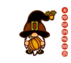 Thanksgiving Gnome Layered Mandala with Pumpkin SVG, Autumn Gnome for Laser or Cricut