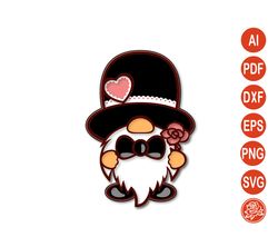 Layered gnome groom SVG, Wedding gnome DXF files for Cricut