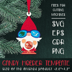 tropical gnome | christmas candy holder template