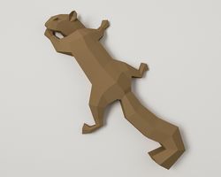 Papercraft Squirrel, paper craft template, InArtCraft model, wall mounted sculpture, interior decor, animal PDF pattern