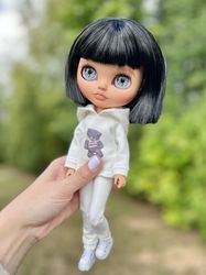 Blythe doll custom for sale with black hair FREE Shipping