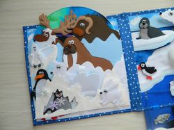 ARCTIC, Wildlife & Fauna, Montessori Silent Book, Active Book, Arctic Animals, Educational Toy Set, Felt Polar Animal