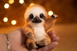 Tiny sloth,ooak ,handmade gift, furry animal, kawaii plush, poseable doll ,black friday
