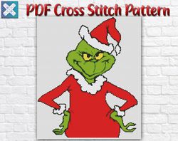 Christmas Grinch Counted Cross Stitch Pattern / Disney PDF Cross Stitch Chart / New Year Holiday Printable PDF Chart