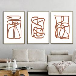 Abstract Line Art, Modern Pictures, Abstract Download, Prints Set of 3, Living Room Wall Art, Large Artwork, Home Decor