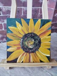 Sunflower Painting, Wall Decor Flower Painting, Sunflower Art, Framed Painting, Small Sunflower Painting Artwork