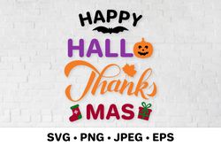 Happy Hallothanksmas SVG.  Halloween Thanksgiving Christmas