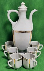 Vintage Oriental Porcelain Coffee Set. Old Bone China. Demitasse