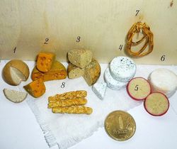 Dollhouse miniature 1:12 cheese, varied cheese