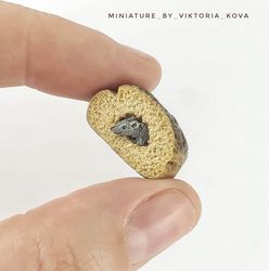 OOAK Dollhouse miniature 1:12 Little little mouse in the bread!