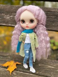 blythe doll custom for sale with pink hair free shipping