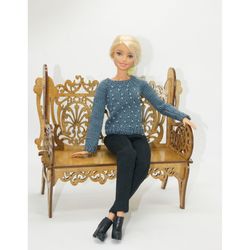 a pullover/jacket for a barbie doll. knitted clothes for dolls. outfit for barbie doll.