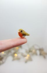 Tiny needle felted robin, miniature bird