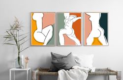 Women Painting Female Poster Set of 3 Prints Download Art Living Room Wall Art Woman Nude Naked Print Abstract Artwork
