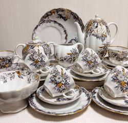 Lomonosov Porcelain Coffee Tea Set. Antique Soviet Porcelain LFZ