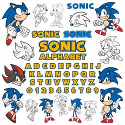 Gamer Svg Bundle Sonic Digital The Hedgehog Vector Font Alphabet Png Video Game Gift Pdf Eps Design Clipart Circut Files
