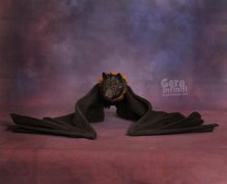 Black flying fox bat realistic poseable art doll