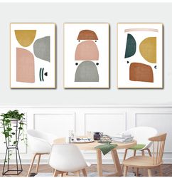Abstract Set of 3 Large Prints Digital Download Abstract Poster Scandinavian Wall Art Home Decor Geometric Painting