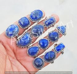 Lapis Rings, Faceted Lapis Lazuli Gemstone Ring, Handmade Ring Jewelry, Lapis Crystal cocktail ring, ring for Women
