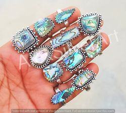 Abalone shell Rings, Abalone shell Gemstone Ring, Handmade Ring Jewelry, Abalone shell Crystal ring for Women