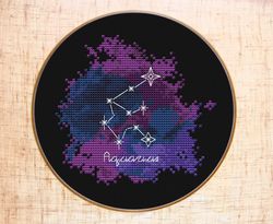 Aquarius Cross stitch pattern Modern cross stitch Constellation Zodiac cross stitch Galaxy Horoscope cross stitch