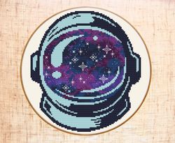 Astronaut cross stitch pattern Space cross stitch Galaxy Cosmonaut cross stitch Boy's room cross stitch Spaceman Helmet