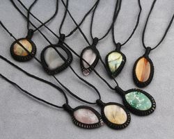 Assorted Gemstone Macrame Pendant Necklace, Designer pendant for women & men, mix pendant necklace Wholesale pendant
